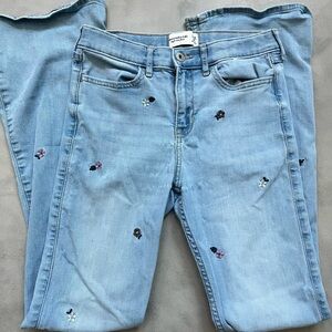 Abercrombie kids girls flowered embroidered jeans
